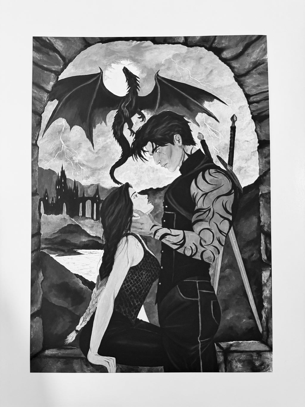 Refuge, tableau original dark fantasy peint à l'huile par L'Art de Clem